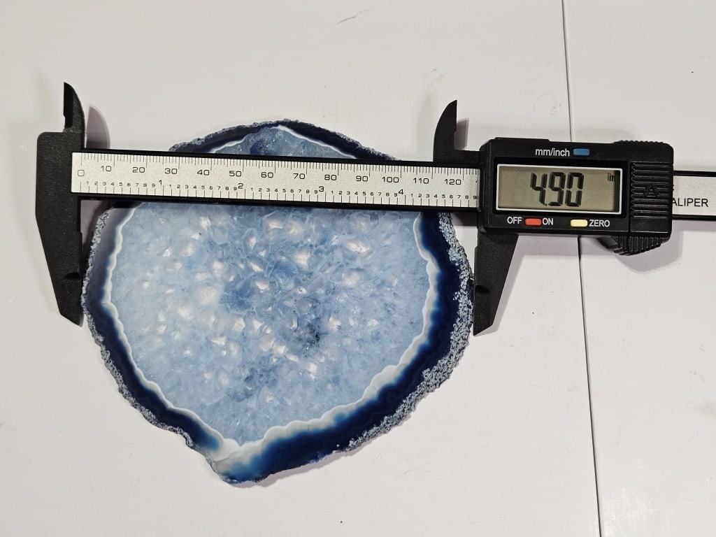 Blue Dyed Agate Slab - w/ Cyrstal Structures - 4