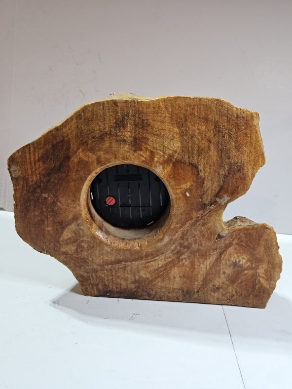 Natural Burl Slice with Clock Inset - 2