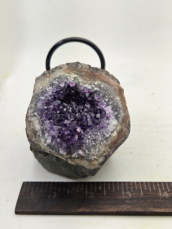 Fine Uruguay Amethyst Geode Cluster on Stand - 4