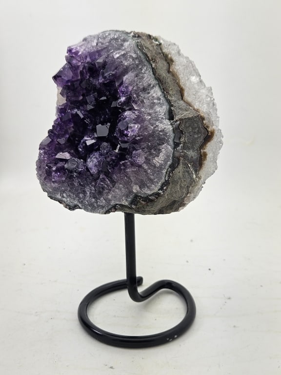 Fine Uruguay Amethyst Geode Cluster on Stand: Item is the exact item in the image- Bidder is responsible for all value and grade determination- Please review all terms and conditions prior to placing any bids-