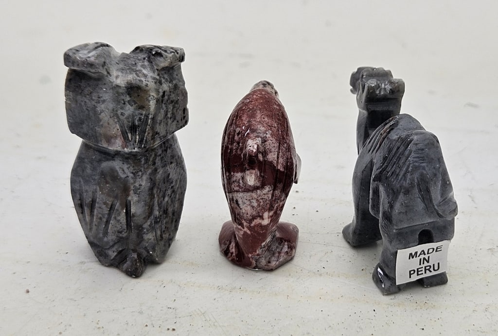 (3) Hand Carved Soapstone Animals - 2