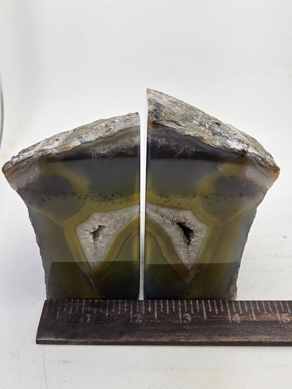 Banded Agate w/ Geode Pockets Book Ends - 5