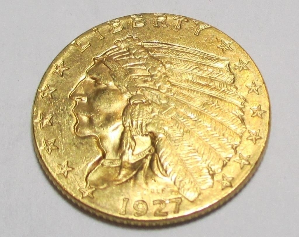 1927 $2.5 Gold Indian XF plus- AU Like Grade: 1927 $2.5 Gold Indian XF plus- AU Like Grade