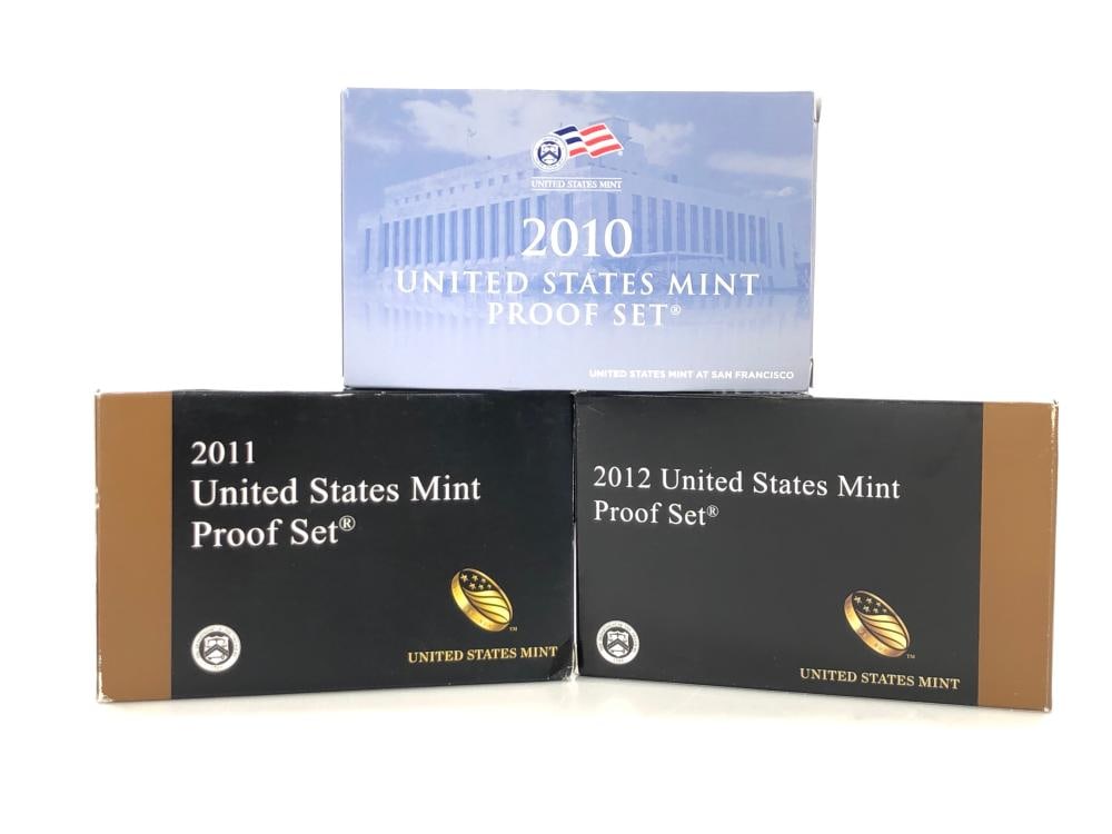2010-2011-2012 US Mint Proof Sets: Items are as shown in the image and described in the title - Please note tht we have more than one of these items and the exact item in the image may not be the item you recieve. Winning