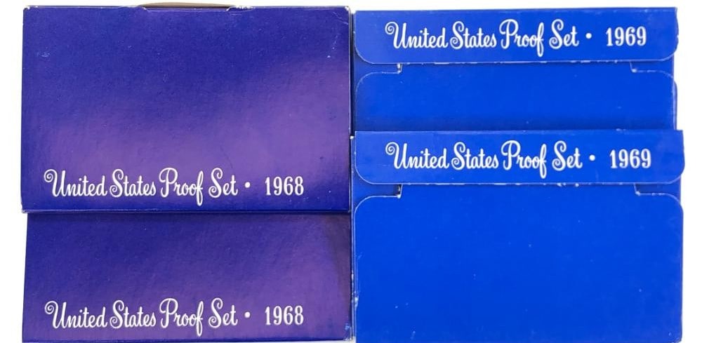 (2) 1968 and 1969 US Mint Proof Sets: Items are as shown in the image and described in the title - Please note tht we have more than one of these items and the exact item in the image may not be the item you recieve. Winning bidder will r