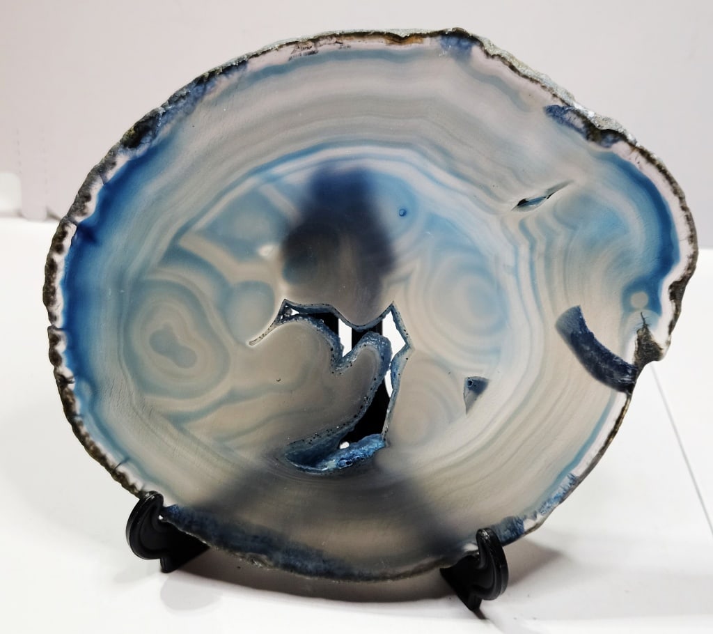 Fine Blue Dyed Agate Slab w/ Druzy Center Geode (1 of 6)