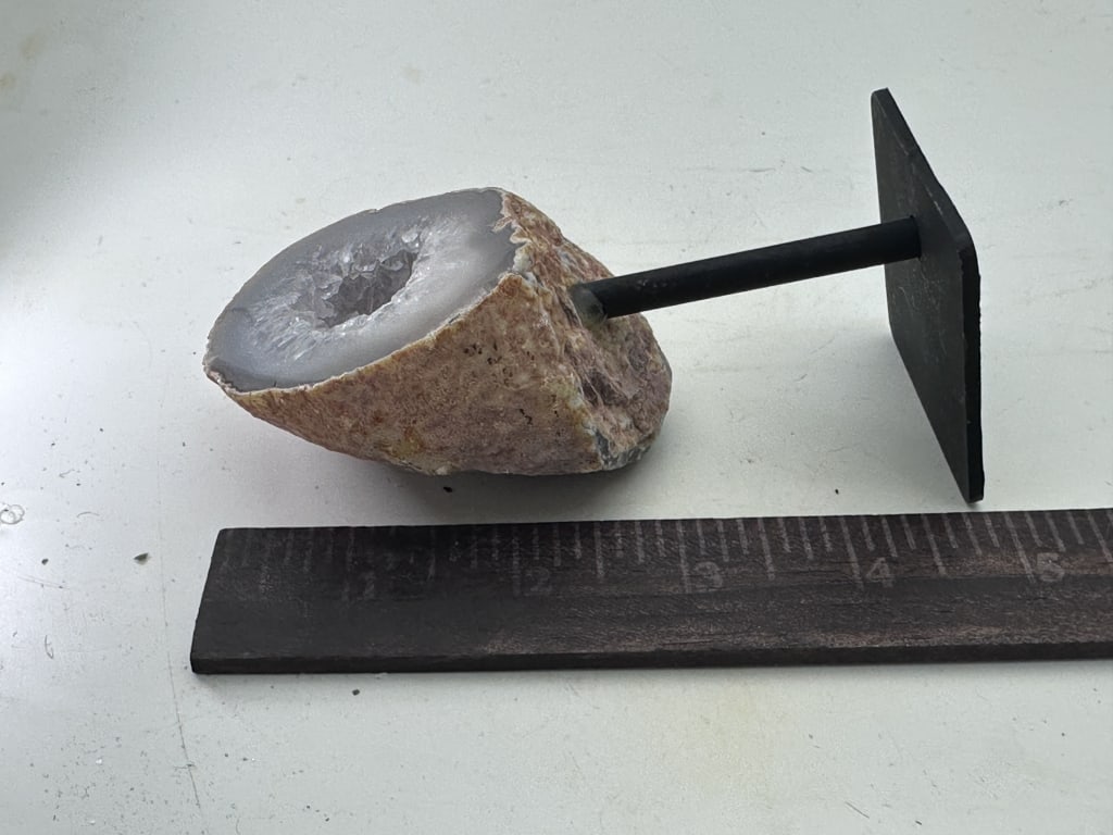 Fine Agate Geode on Stand w/ Deep Druzy Pocket - 3