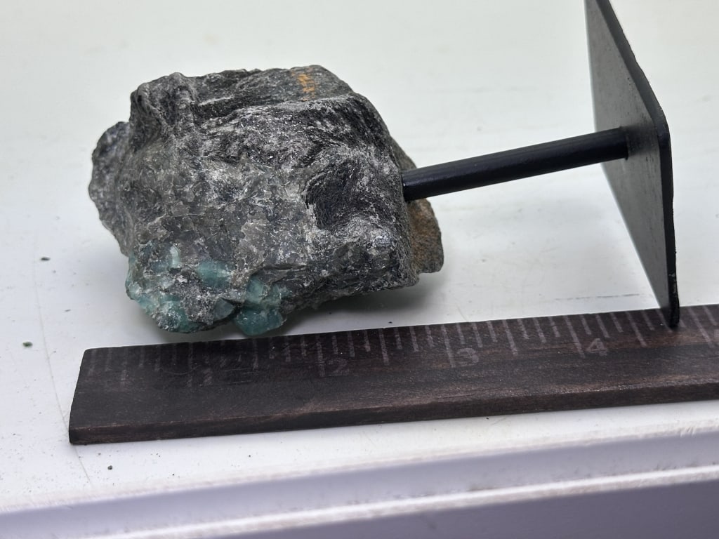 Natural ROugh Emerald Specimen on Stand - 3