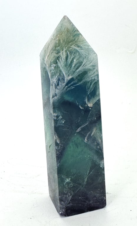 Natural Feathered Rainbow Flourite Tower Point - 2