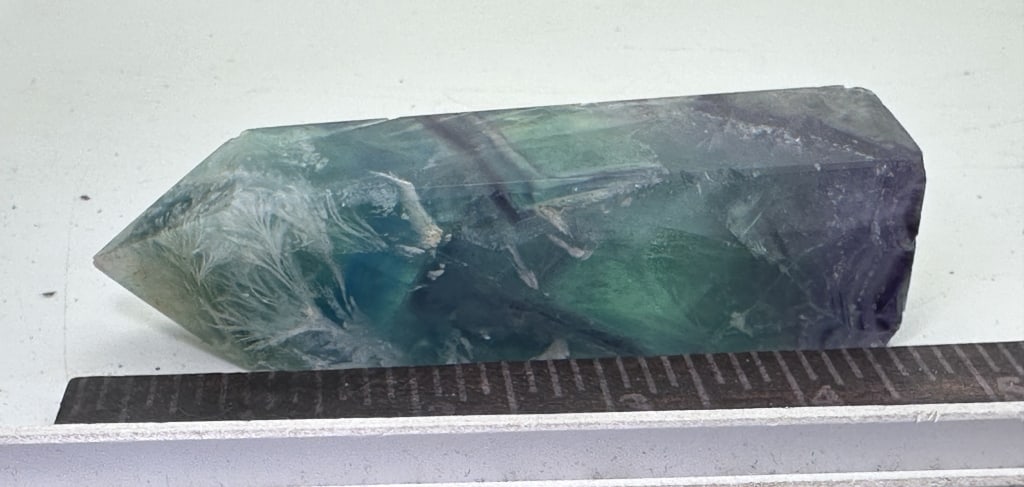 Natural Feathered Rainbow Flourite Tower Point - 3