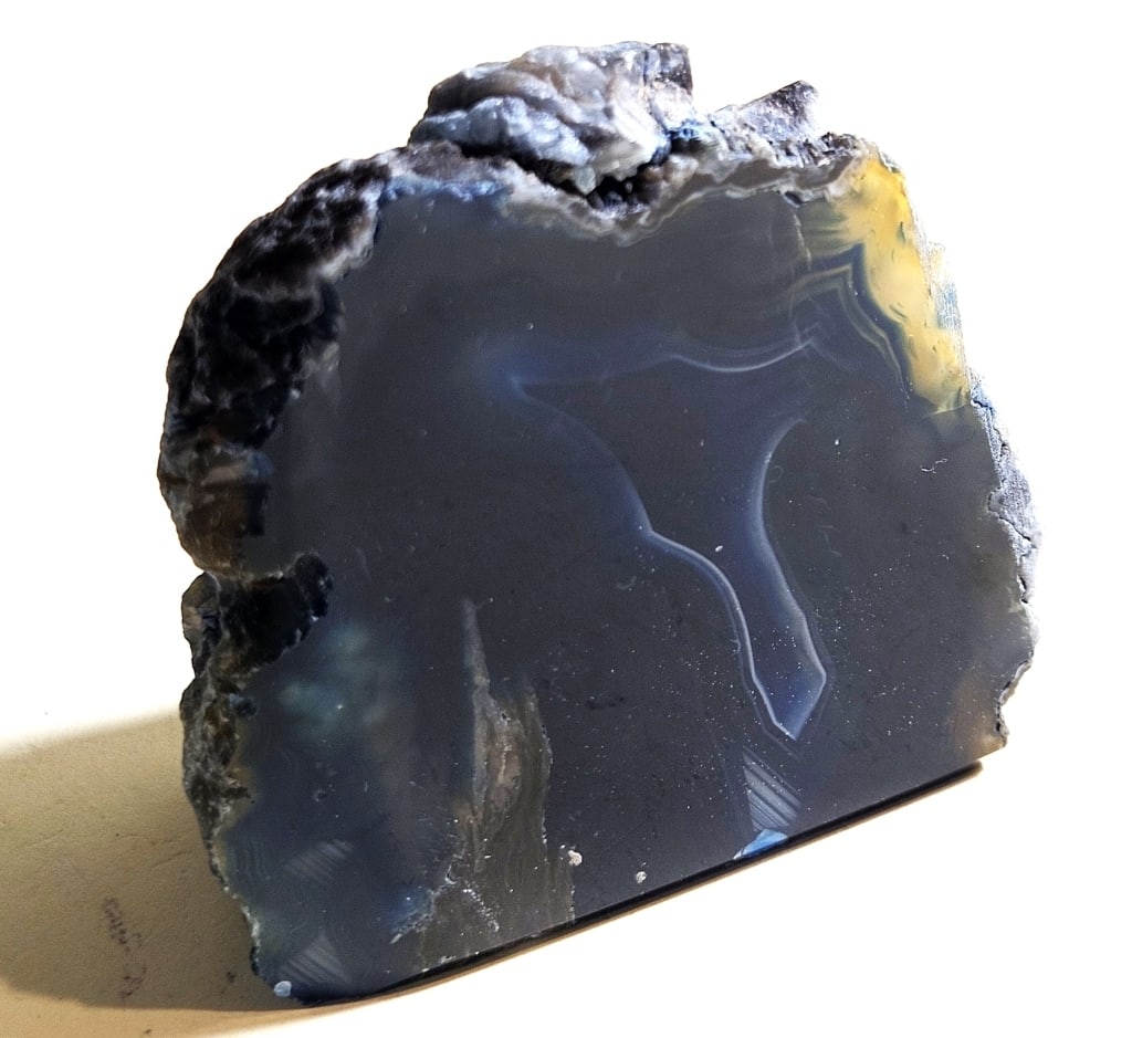 Dyed Blue Agate Stand Up End Specimen: Item is the exact item in the image - Items have all natural features, characteristics, natural compositional degradation. Bidder is responsible for all value and grade determination - Please review a