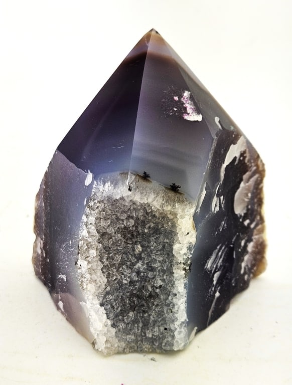 Brazilian Agate w/ Druzy Bottom Polished Point: Item is the exact item in the image - Please review all terms and conditions prior to placing any bids - Bidder is responsible for all value grade dtermination - All sales final and any bid is an