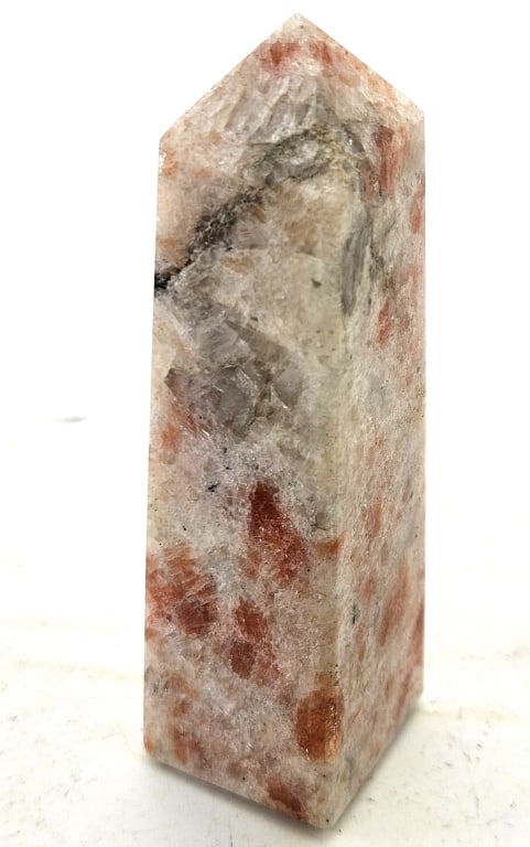 76.7 Gram Natural Sunstone 4 Sided Carved Point: Item is the exact item in the image - Please review all terms and conditions prior to placing any bids - Bidder is responsible for all value grade dtermination - All sales final and any bid is an