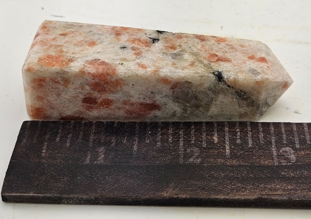 76.7 Gram Natural Sunstone 4 Sided Carved Point - 3