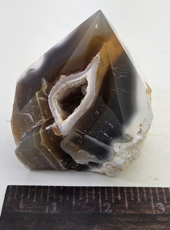 Brazilian Agate w/ Deep Geode Druzy Cavern - 3