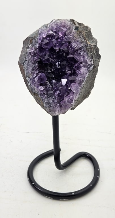 Uruguay Amethyst Cluster on Stand: Item is the exact item in the image - Please review all terms and conditions prior to placing any bids - Bidder is responsible for all value grade dtermination - All sales final and any bid is an