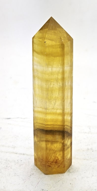 3.5 inch Natural Yellow Flourite Polished Tower: Item is the exact item in the image - Please review all terms and conditions prior to placing any bids - Bidder is responsible for all value grade dtermination - All sales final and any bid is an agre
