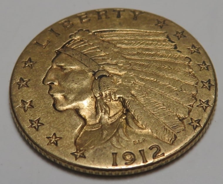 $2.5 Gold Indian 1912 XF Plus Grade (1 of 2)