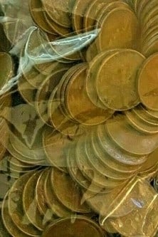 100 pcs. Lincoln Wheat Cents Unsearched: An unsearched bag counted from large hoard into parcels of 100 pcs.