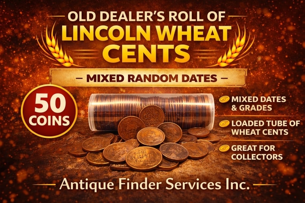 50 pcs Lincoln Wheaat Cents in Tube: Winning bidder will receive one roll of Lincoln Wheat Cents Various dates and mint marks -