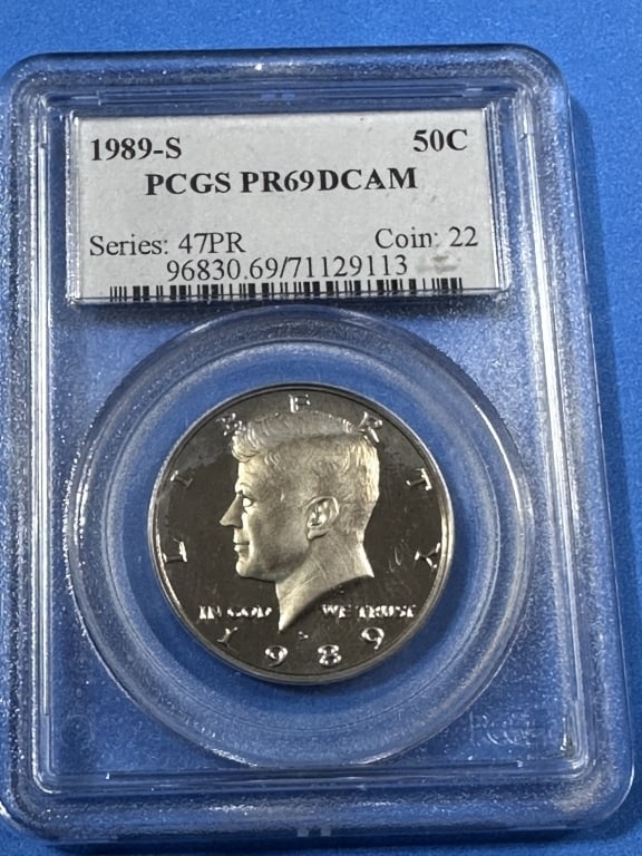1989 S PRF 69 DCAM PCGS Kennedy Half Dollar: Item is the exact item in the image - Bidder is responsible for all value and grad determination - Please review all terms and conditions prior to placing any bids-