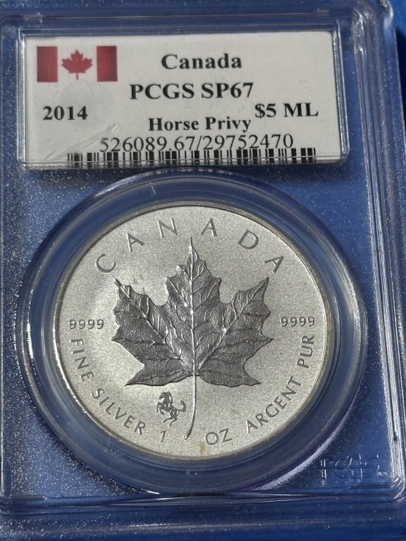 2014 SP67 PCGS Canadian Horse Privy Mint Mark: Item is the exact item in the image- Bidder is responsible for all value and grade determination - Please review the entire terms and conditions prior to placing any bids-