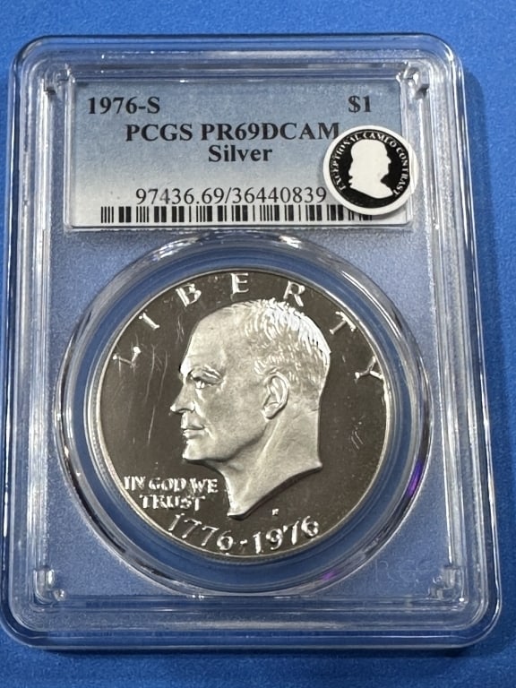 1976 s - SILVER- PRF69 DCAM PCGS IKE Dollar: Item is the exact item in the image - Bidder is responsible for all value and grad determination - Please review all terms and conditions prior to placing any bids-
