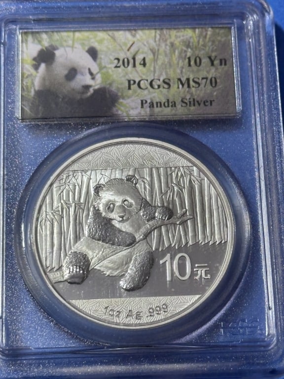 2014 MS 70 PCGS 10 Yuan Chinese Panda: Item is the exact item in the image- Bidder is responsible for all value and grade determination - Please review the entire terms and conditions prior to placing any bids-