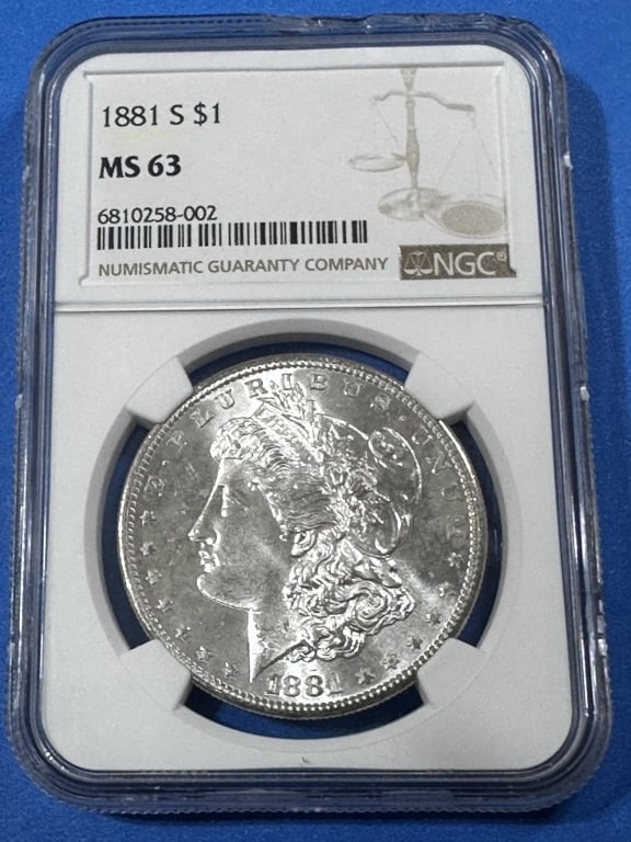 1881 s MS 63 NGC Morgan Silver Dollar: Item is the exact item in the image - Bidder is responsible for all value and grad determination - Please review all terms and conditions prior to placing any bids-