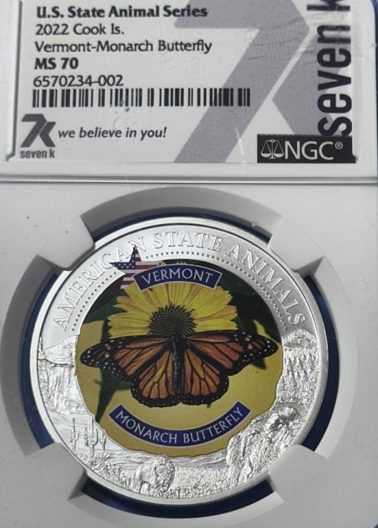 2022 - Vermont -MS70 NGC- 1 oz Silver Round: Item is the exact item in the image- Bidder is responsible for all value and grade determination - Please review the entire terms and conditions prior to placing any bids-