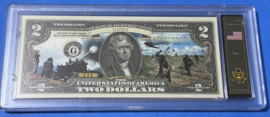 $2 Currency- Duty- Vietnam Bradford Case: Item is the exact item in the image- Bidder is responsible for all value and grade determination - Please review the entire terms and conditions prior to placing any bids-