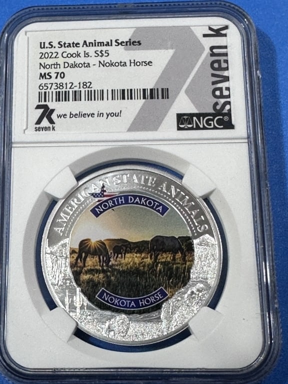 2022-1 oz. MS70-NGC-No. Dakota -LE Round: Item is the exact item in the image - Bidder is responsible for all value and grad determination - Please review all terms and conditions prior to placing any bids-