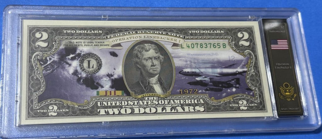 $2-Operation Linebacker 1- Vietnam Bradford Case: Item is the exact item in the image- Bidder is responsible for all value and grade determination - Please review the entire terms and conditions prior to placing any bids-