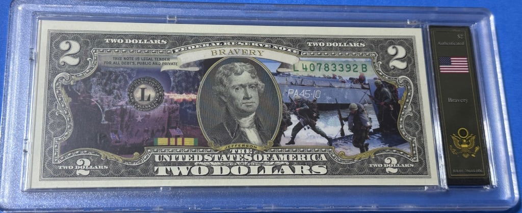 $2 Currency-Bravery- Vietnam Bradford Case: Item is the exact item in the image- Bidder is responsible for all value and grade determination - Please review the entire terms and conditions prior to placing any bids-