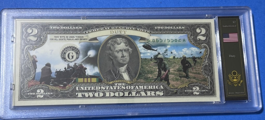 $2 Currency - Duty - Vietnam Bradford Case: Item is the exact item in the image- Bidder is responsible for all value and grade determination - Please review the entire terms and conditions prior to placing any bids-