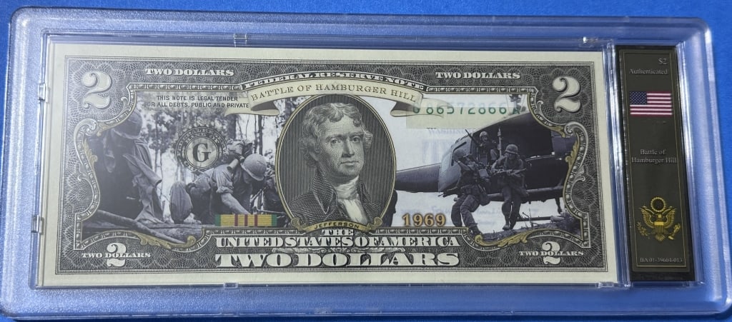 $2-Battle of Hamburger Hill-Vietnam Bradford Case: Item is the exact item in the image- Bidder is responsible for all value and grade determination - Please review the entire terms and conditions prior to placing any bids-