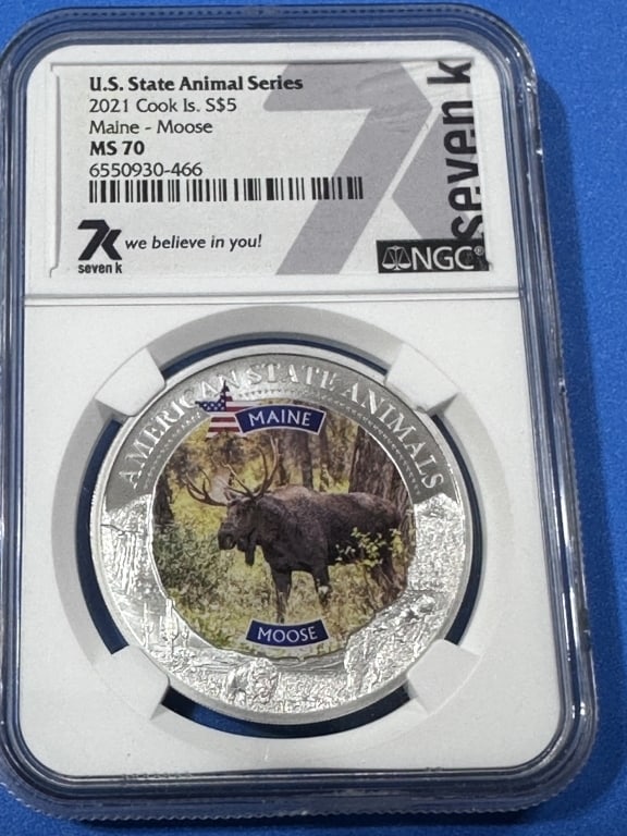 2021 - 1 oz. MS70 NGC- Maine- LE-Round: Item is the exact item in the image - Bidder is responsible for all value and grad determination - Please review all terms and conditions prior to placing any bids-