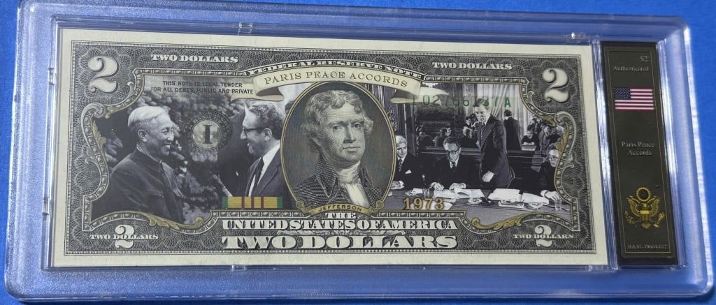 $2-Paris Peace Accords-Vietnam Bradford Case: Item is the exact item in the image- Bidder is responsible for all value and grade determination - Please review the entire terms and conditions prior to placing any bids-