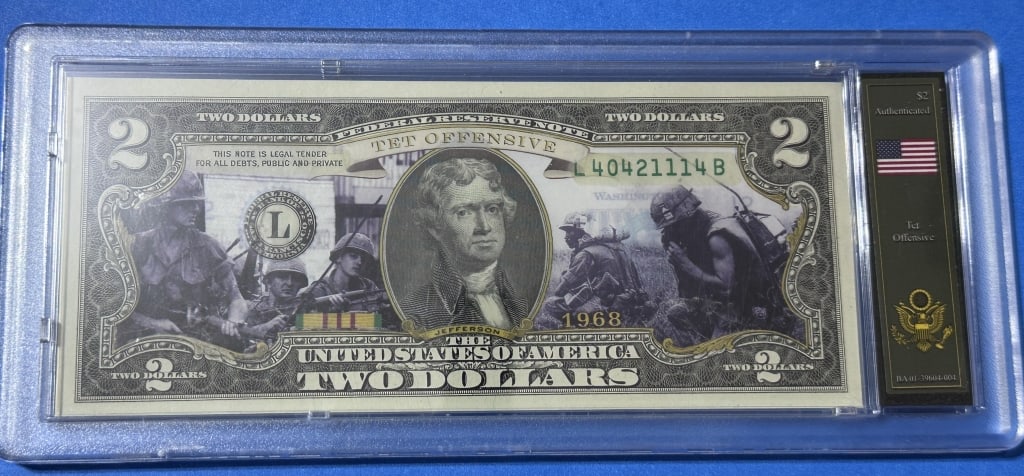 $2- TET Offensive - Vietnam Bradford Case: Item is the exact item in the image- Bidder is responsible for all value and grade determination - Please review the entire terms and conditions prior to placing any bids-