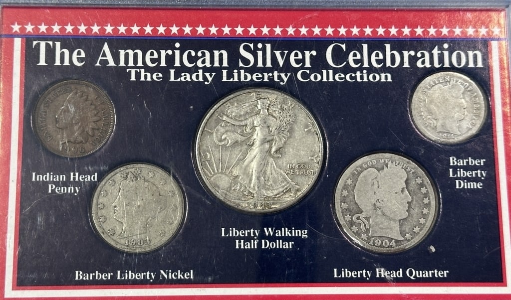 American Silver Celebration- Lady Liberty Coins: Item is the exact item in the image - Bidder is responsible for all value and grad determination - Please review all terms and conditions prior to placing any bids-