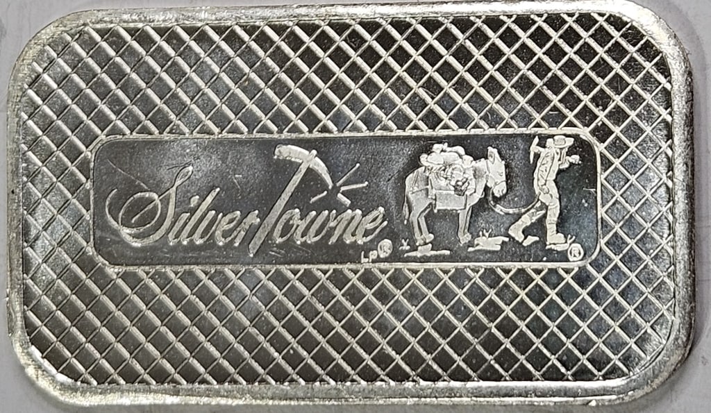 1 oz Silvertowne Prospector Design Silver Bar - 2