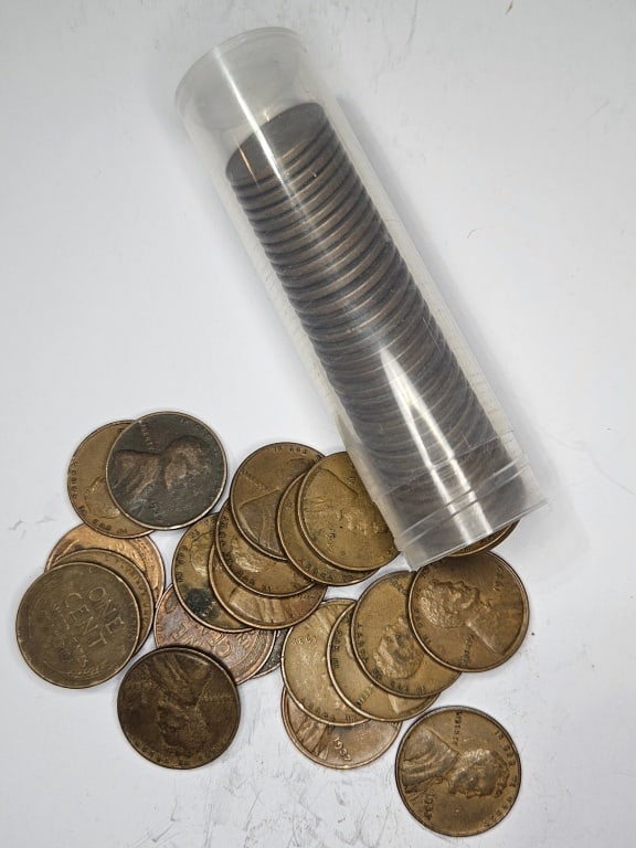 Dealers Roll of 1937 P Wheat Cents: Item is the exact item in the image - Bidder is responsible for all value and grade determination - Please review all terms prior to placing any bids - All sales 