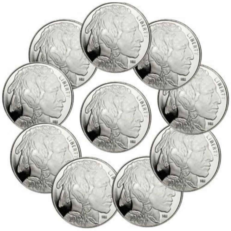 10- 1 oz Silver Buffalo Design Silver Rounds - 2