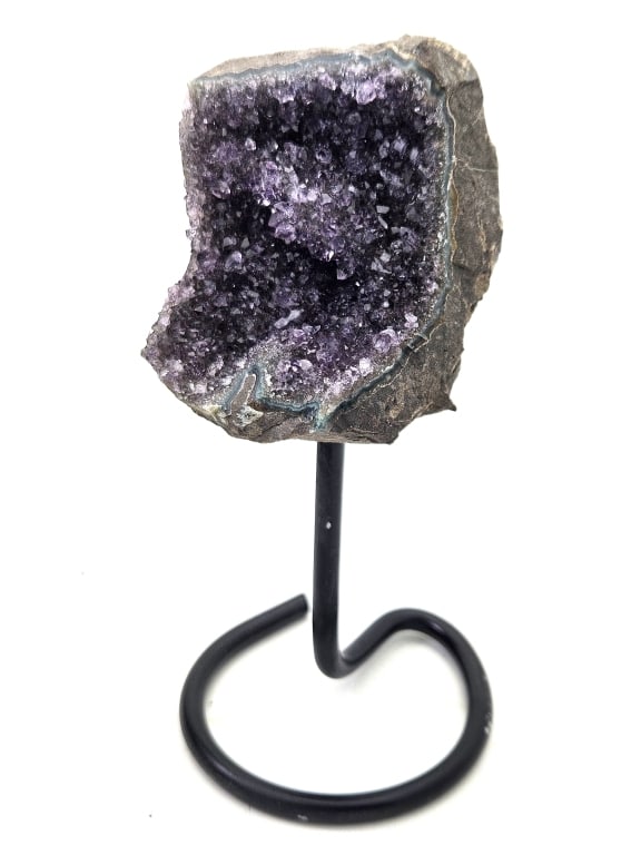 Uruguay Amethyst Cluster on Stand: Item is the exact item in the image - Please review all terms and conditions prior to placing any bids - Bidder is responsible for all value grade dtermination - All sales final and any bid is an agre