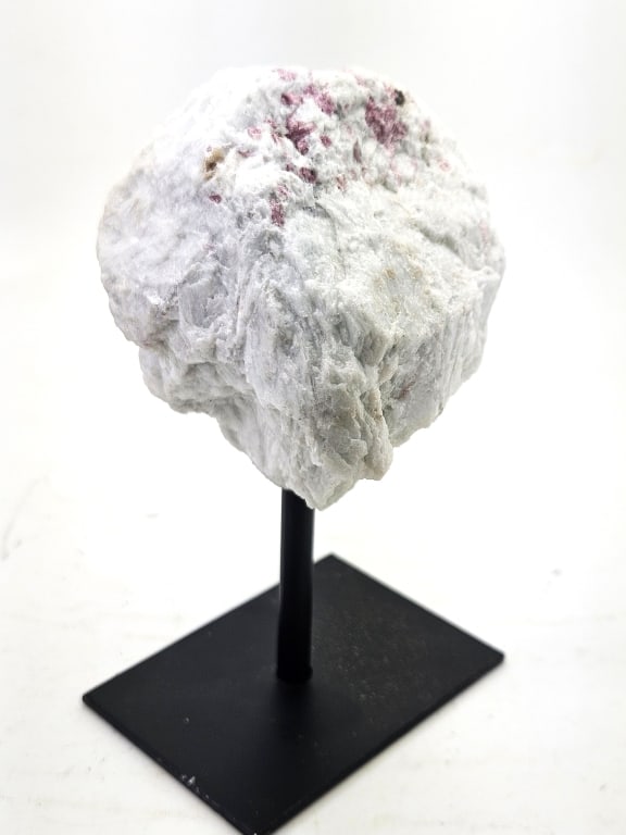 Natural Rough Pink Tourmaline in Quartz on Stand: Item is the exact item in the image - Please review all terms and conditions prior to placing any bids - Bidder is responsible for all value grade dtermination - All sales final and any bid is an