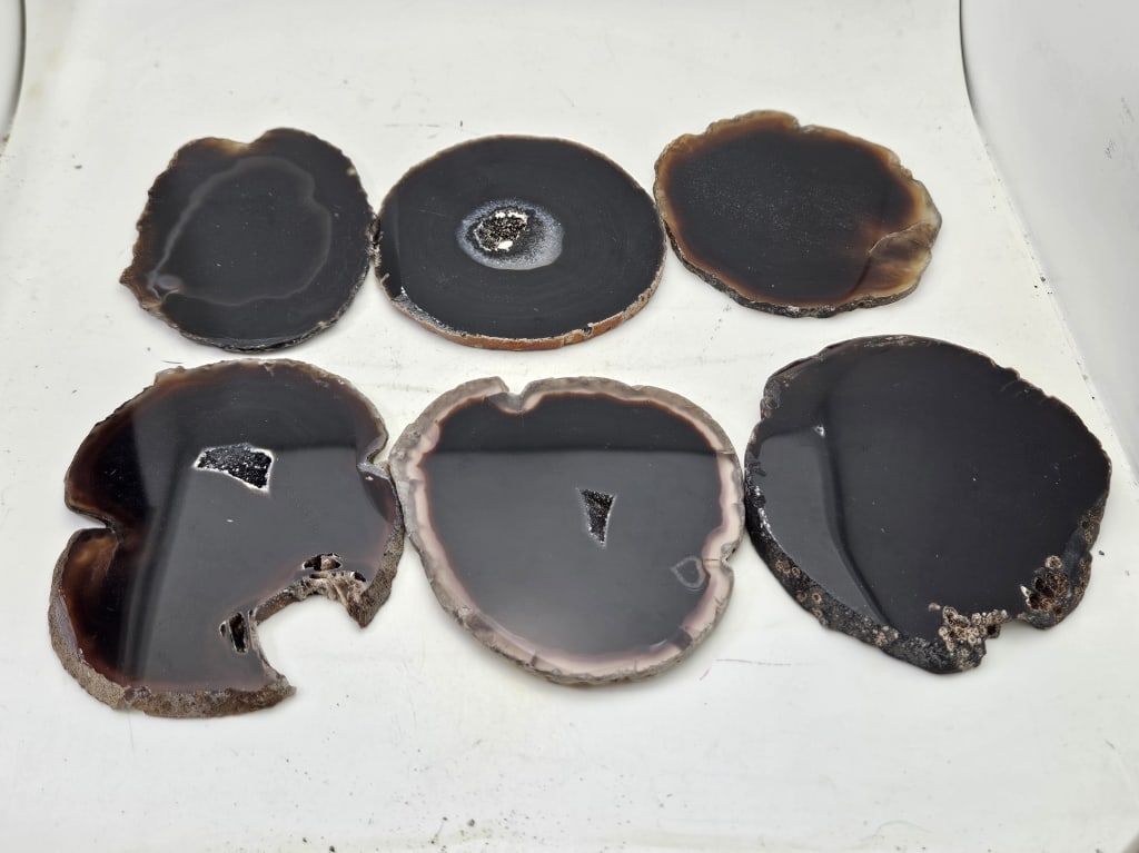 Set of 6 Brown Agate Slab Slice Coaster Set - 2