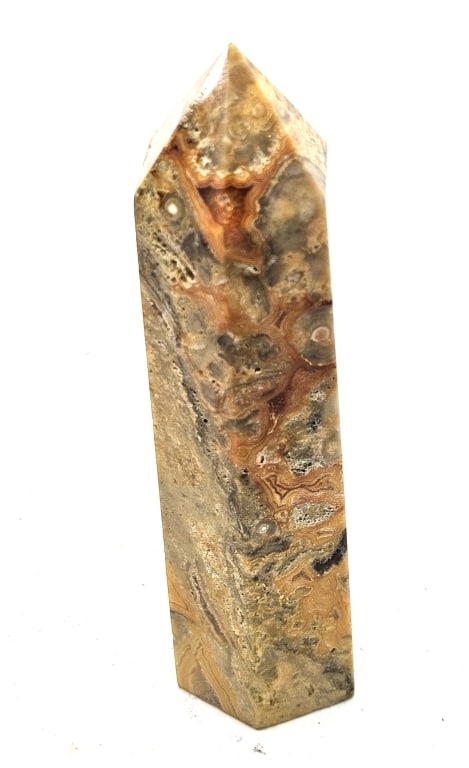 4 inch Natural Crazy Lace Agate Polished Tower: Item is the exact item in the image - Please review all terms and conditions prior to placing any bids - Bidder is responsible for all value grade dtermination - All sales final and any bid is an agre
