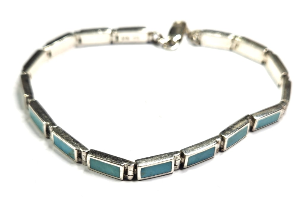 Vintage Chilean Turquoise Line Bracelet: Retail-$299 -Item is the exact item in the image- Bidder is responsible for all value and grade dtermination - Please review all terms and conditions prior to placing any bids-