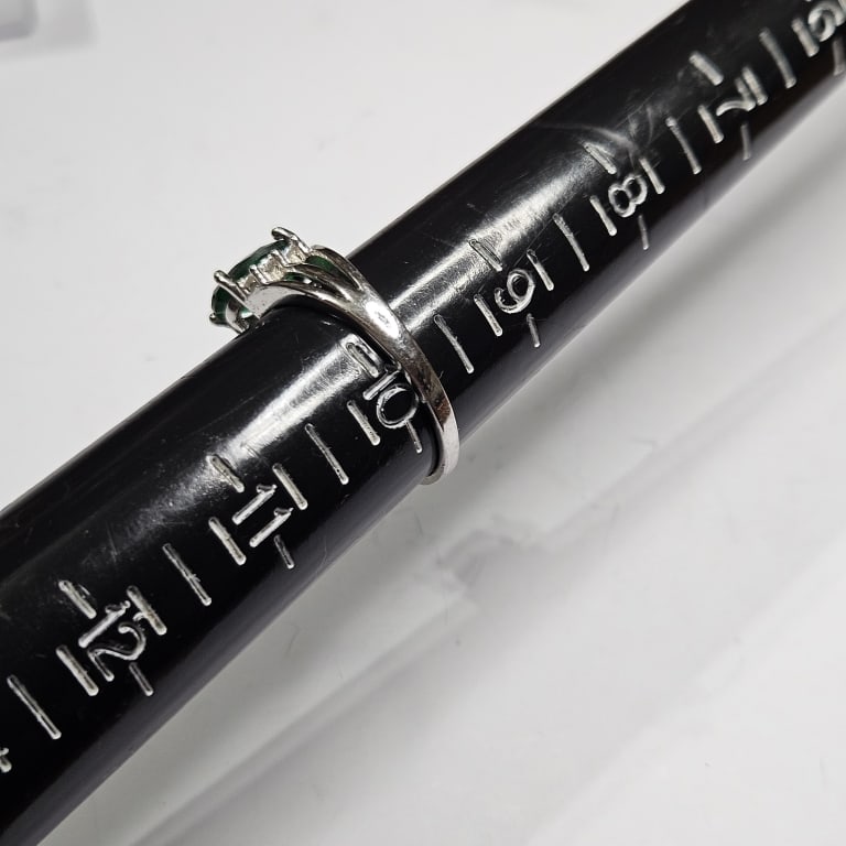 Sterling Silver Man Made Emerald Ring - 3