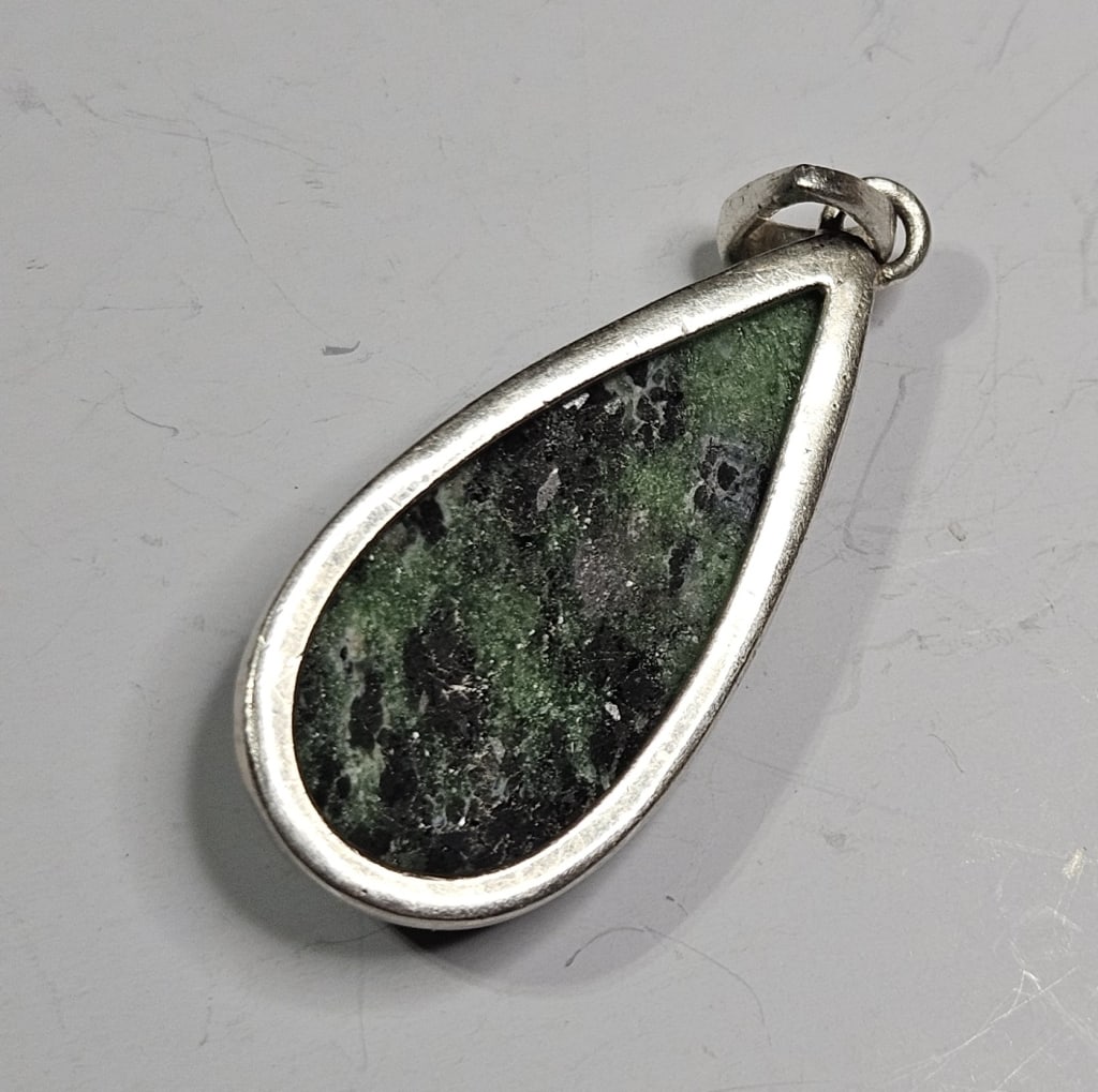 Large Sterling Ruby & Zoisite Pendant - 2